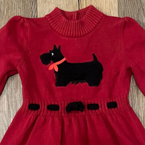 Gymboree Toddler Girl Scotty Dog Red Sweater Dress Size 4T Holiday Christmas - Picture 2 of 5